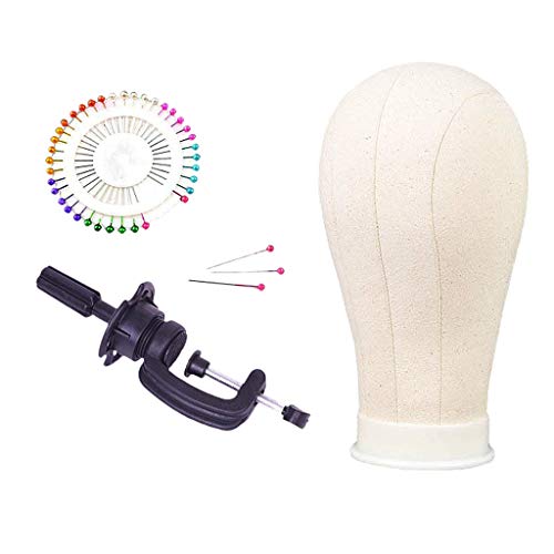 B Baosity Tête de Mannequin de Perruques de Toile pour Faire/Sécher/Coiffer des Perruques - Beige, 21 pouces