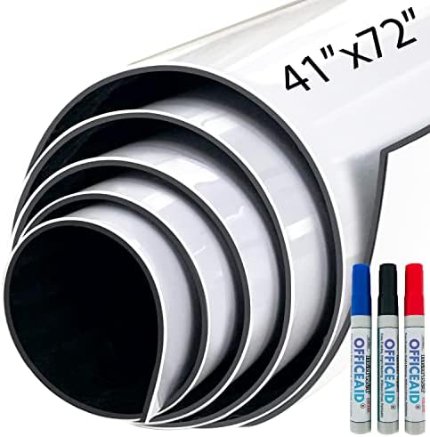 Office Aid Flexible Large Dry Erase White Board Roll, 41x72 Inch Removable Blank Laminated Marker Board Surface, Big Erasable Business Wall Poster Sheet for Office,Classroom