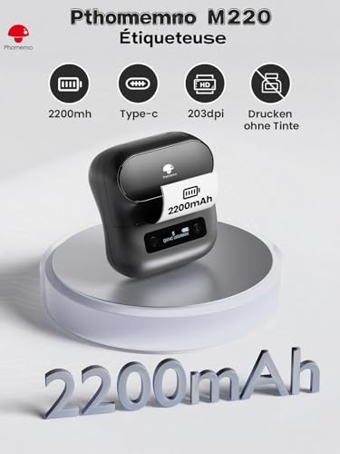 Imprimante etiquette autocollante Bluetooth Phomemo M220 compatible smartphone Android iOS - 6