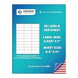 Premium Label Supply White Address Sticker Labels – 2.625” x 1" – Laser/Inkjet Compatible – (30 Labe
