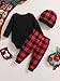 Doresbebe Baby Boy Clothes 0-3 Months Newborn Outfits Festive Merry Christmas Romper Set Infant Boys Clothing Cozy Black Romper Fashion Plaid Pants + Matching Hat Overall 3pcs