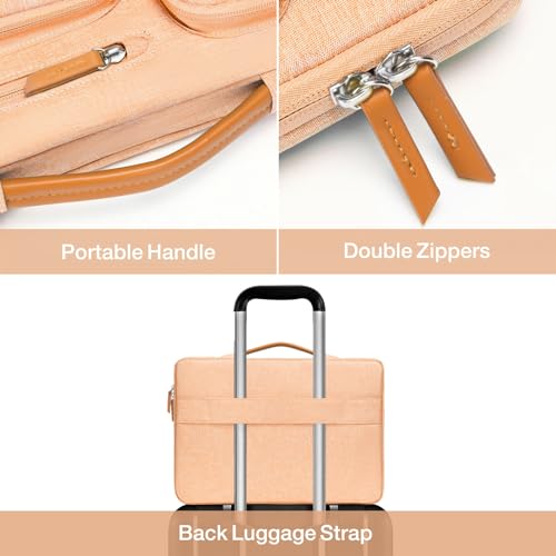 Image of MOSISO 360 Protective Laptop Case 13.3 inch, 13-13.3 inch Laptop Sleeve Compatible with MacBook Air /Pro 13 / Pro 14,HP Dell Acer ASUS,Side Open Carrying Case with 4 Zipper Pockets&Handle, Peach Fuzz