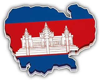 Cambodia Map Flag 3D Vinyl Decal Sticker Waterproof Car Decal Bumper Sticker 5"