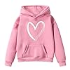 SoLu DAY8 Kids Girls Sweatshirt Hoodie Age 3-10 Years Trendy Girls School Blouse Pullover Hoody Long Sleeve Winter Oversized Cartoon Cute Casual Sports Sweater (9-10 Years) Pink #2