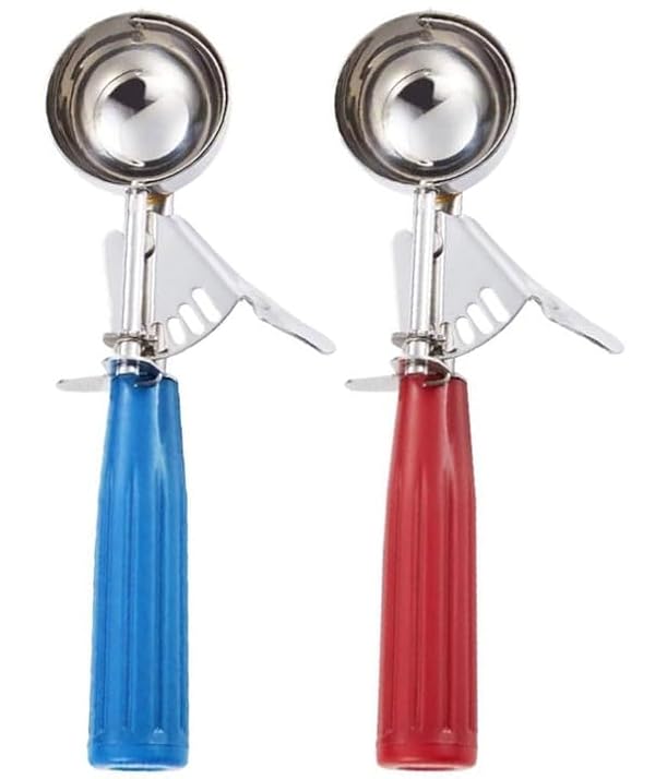 Meadow Lane #24 Ice Cream Disher Scoop, Stainless Steel, Red/Blue, 2-Pack by Meadow Lane - Used condition - US$7.89