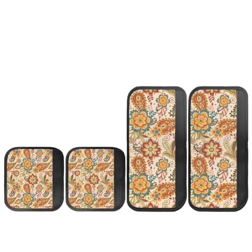 Image of Dreaweet Boho Floral Refrigerator Handle Covers Set of 4 Kitchen Appliance Handle Covers Non-Slip Washable Fridge Door Handle Protector,Keep Off Fingerprints,Food Stains