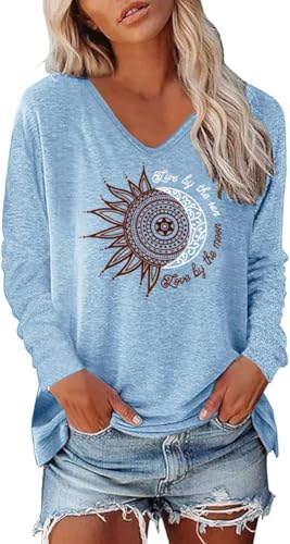 Teesho Damen Tshirt Langarm V Ausschnitt Oberteile Basic Shirts Casual...