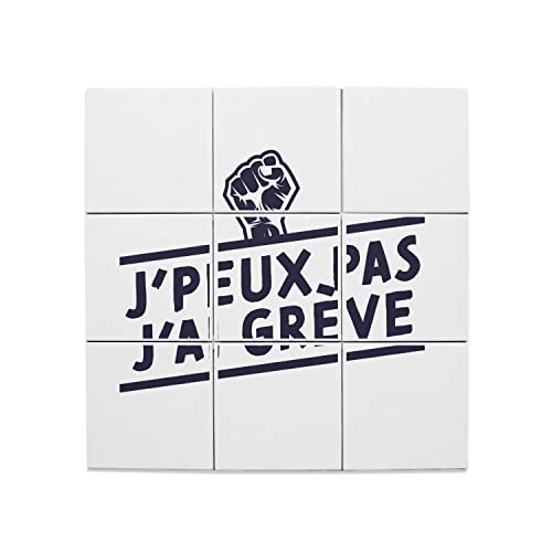 Carreaux céramique J'peux pas j'ai grève lot de 9 plaques de 15,2x15,2 cm pour déco murale