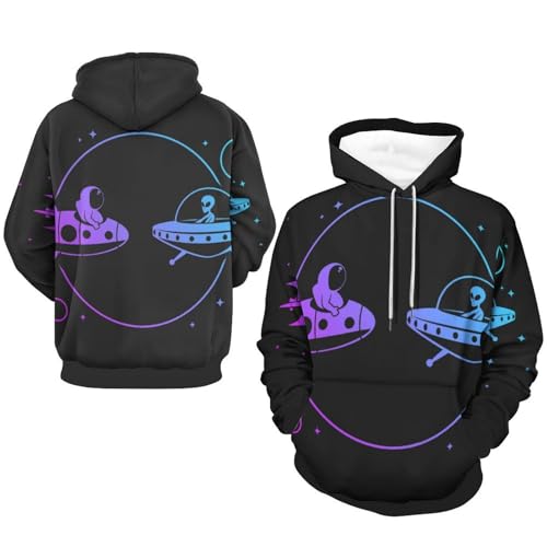 Sweats à capuche manche longue graphiques et pull unisexe imprimé espace S - 7