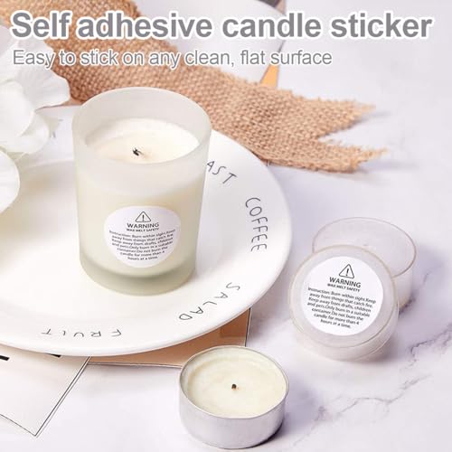 BCHKO 160 PCS Hochglanzplastik Sicherheitsetiketten für Kerzen wasserfest (White)