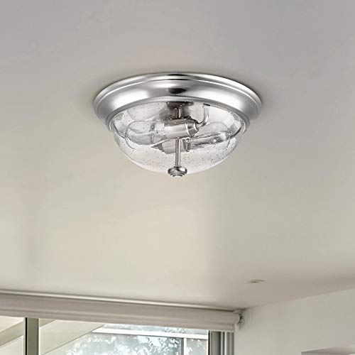 Prominence Home Madalyn 13" Brushed Nickel Flush Mount Seeded Glass Bowl Indoor Light - 51382-01 #TOP5