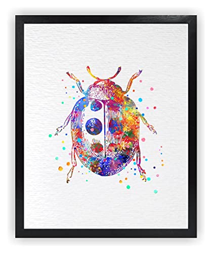Dignovel Studios 8X10 Unframed Ladybird Ladybug Animals Insect Symbol of Good Luck Nature Peace Love Watercolor Art Print Poster DN720