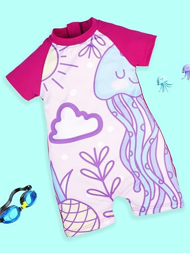 Image of KiddoPanti Boys & Girls Half Sleeve Mid Thigh Length Swim Suit