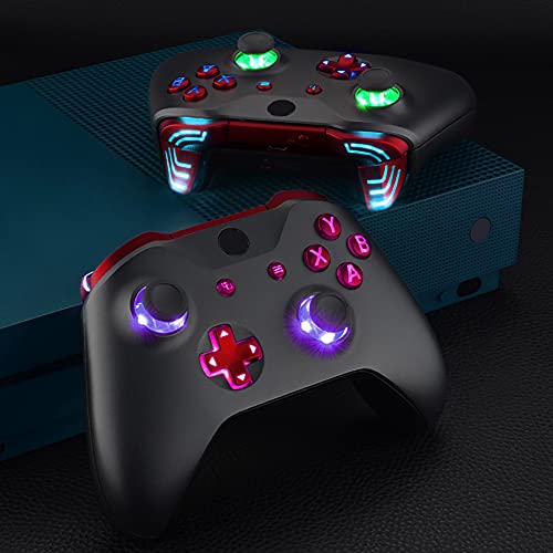 Image of eXtremeRate Multi-Colors Luminated Dpad Thumbsticks Start Back ABXY Action Buttons, Scarlet Red Classical Symbols Buttons DTFS (DTF 2.0) LED Kit for Xbox One S & X Controller - Controller Without