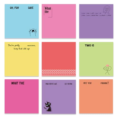 Lovarywow Funny Colorful Sticky Notes 3x3 Gifts for Coworkers 9-Pack