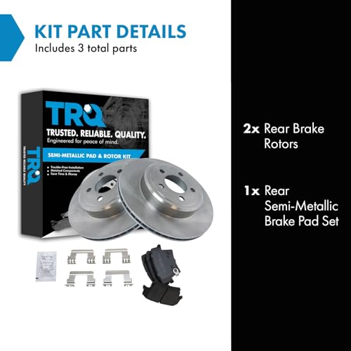 Image of TRQ Rear Semi Metallic Brake Pad and Rotor Set | For 14-17 Dodge Charger SXT All Wheel Drive 15-17 Dodge Charger SE All Wheel Drive 06-09 Chrysler 300 Limited