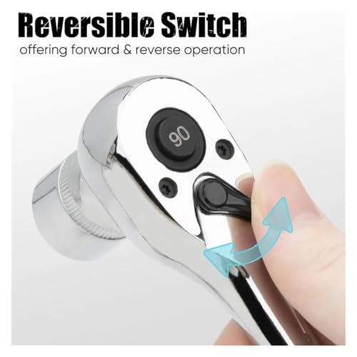 Llave de trinquete reversible con 90 dientes de giro fluido 7
