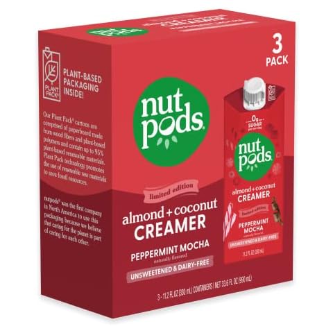 nutpods Peppermint Mocha, (3-Pack), Unsweetened Dairy-Free Creamer, Made from Almonds and Coconuts, Whole30, Gluten Free, Non-GMO, Vegan, Kosher Cover