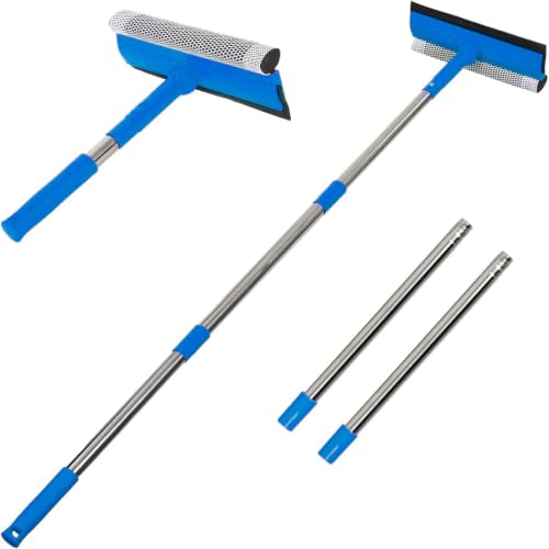Image of 2 in 1 Window Squeegee with 55"&10" Steel Handle for Gas Station,Home,Car