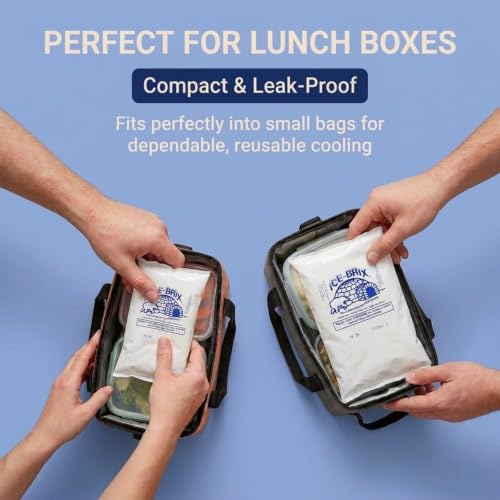 Image of ICE-BRIX Reusable Gel Ice Packs for Shipping, 6 x 5.75 x 1 in White (24 Pack) - Medium Cold Packs for Lunch Boxes, Medication Mailers, Meal Prep, Coolers & Perishables