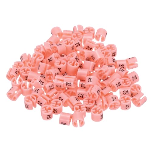 QUARKZMAN Marcatore per Grucce Numero 32 Etichetta Adatta ad Asta da 3 mm Rosa per Codifica a Colori Abbigliamento, Confezione da 100