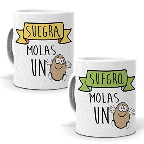 2 Tazas. Suegra molas un Huevo y Suegro molas un Huevo