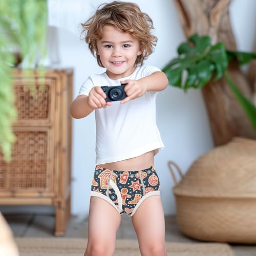 visesunny Boys Cotton Underwear Christmas Gingerbread Cookie Printed Toddler Soft Training Briefs Size 2T-8Y for Kids3