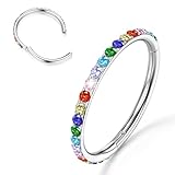 BodyBonita Aro de nariz con circonita cúbica transparente – Acero quirúrgico 316L Piercing de aro para el cuerpo, aro de 20G/18G/16G, aretes de joyería para cartílago, hélice, rook, tragus, caracola