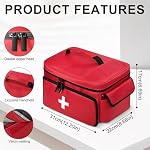 Sac de premiers soins portatif, trousse de premiers secours pour voitures, trousses de premiers médicaments Voyage Aviation, sac de rangement multifonctionnel pour les infirmières médecins à domicile, robustes et durables (rouge)