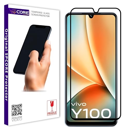 Image of Edge to Edge Tempered Glass for iQOO Z7s 5G / iQOO Z7 5G, Vivo Y100, Vivo T2 5G (6.38 Inch) with Easy Self Installation Kit | Black [Pack of 1]