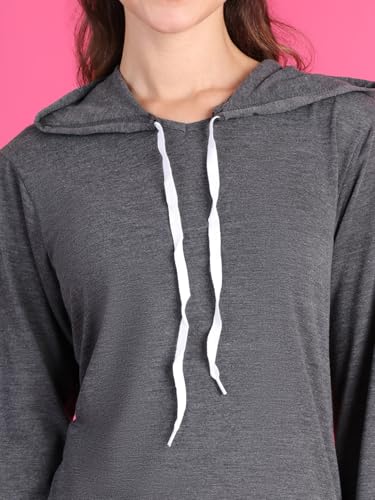 Image of Mack Jonney Cotton Blend Full Sleeve T-Shirt with Hoodie for Women-VJ-FSTWH-01