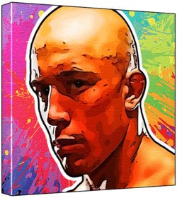 Georges St Pierre - Pop Art Print (Multicolour; Paint Splat Background) 50 x 50 x 2 cm Large Square Deep Box Canvas
