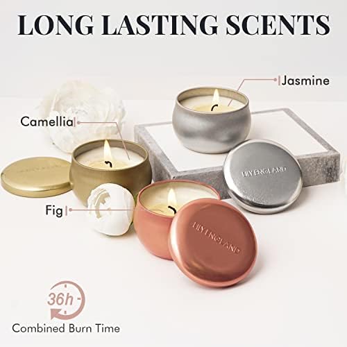 Luxury Scented Candles Gifts for Women - Great Valentines Gifts for Her - Vegan Soy Wax Candle, Unusual Relaxation Gifts, Hand Poured 36 Hours Burn - Gift Set of 3 Candles by Lily England