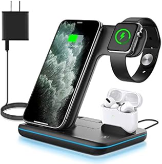 WAITIEE Wireless Charger 3 in 1, 15W Fast Charging Station for Apple iWatch 6/5/4/3/2/1,AirPods Pro,for iPhone14/13 Pro/Pro Max/12/11/X/Xr/Xs/8/Samsung Galaxy Phone Series (No Watch Charging Cable)