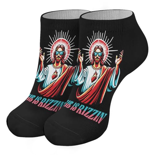 He Is Rizzin Jesus Is Rizzen Men's Athletic Socks Cotton Socks Women's2