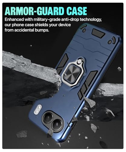 Image of WOW IMAGINE Shock Proof Back Case Mobile Cover for 1+ OnePlus Nord 4 5G | Back Cover Case (Tough Armor | Hybrid PC + TPU | Ring Holder & in-Built Kickstand | Blue)
