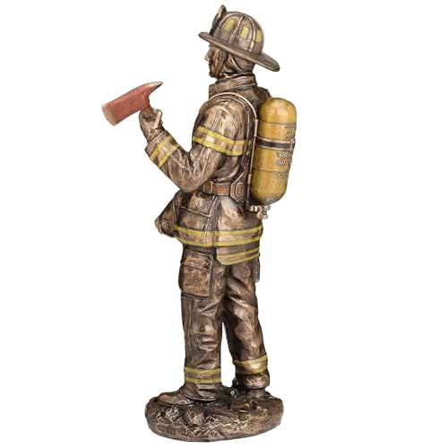 Escultura Resina Bombero 31 cm Acabado Bronce miniatura 7