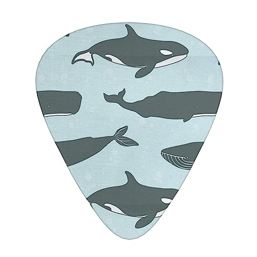 クジラ小 ギターピック Guitar Pick 12枚セット ティアドロップ型 エレキギター/アコースティックギター/クラシックギター/ベース等の練習に最適な12枚セット