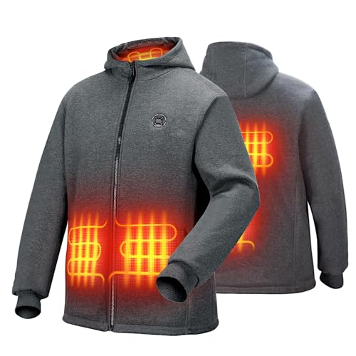 KEMIMOTO Soft Fleece Heated Hoodie for Men and Women, Unisex Heated Sweatshirt with 12V 20000mAh Battery