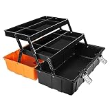Cassetta Porta Attrezzi Pieghevole 3 Strati, Organizer Multifunzione con Manico, Contenitore Resistente 490x250x220mm per Fai da Te e Riparazioni