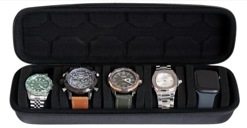 Mocamoro 腕時計ケース 5本用 硬質EVA ウオッチボックス 携帯用 時計コレクション 男性 プレゼント