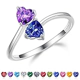 Iefil Gifts for Her, February December Birthstone, Amethyst & Tanzanite Rings, Anniversary Women Gifts, Birthstone Jewelry for Women
