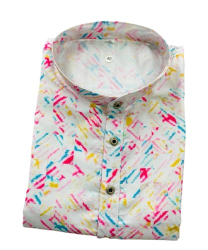 Image of FOXDX Men's Cotton Blend Printed Long Kurta Suitable for All Indian Wedding, Occasions, and Festivals