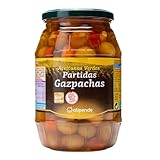 Alipende Aceitunas Verdes Aliñadas Estilo Gazpacha 500g (Peso Escurrido) - Mezcla de Aceitunas, Pepinillos y Zanahorias - Sabor Tradicional - Categoría I - Sin Gluten.