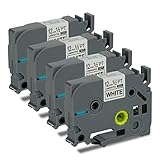 4 x kompatibel Beschriftungsband als Ersatz für Brother P-touch Bänder TZe-231 TZ Tape 12mm Laminiertes P-touch Schriftbänder für Brother Beschriftungsgeräte P-touch Cube Plus PT-H105 PT-D200 PT-1000