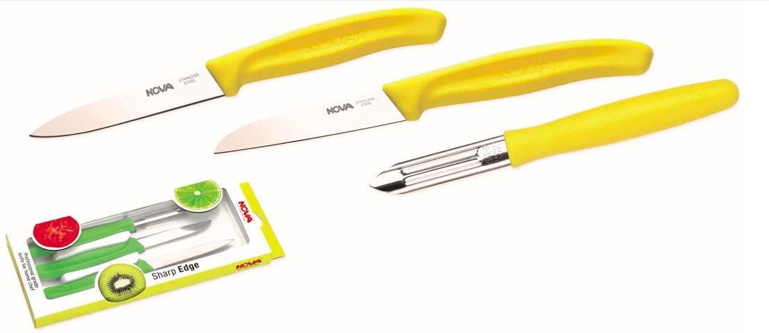 MAYANSHH NOVA Brand Sharpe Edge Knife Set/PEELAR Set,Kitchen Knife Set of 3/NOVA Brand/Stainless Steel Knife Professional Grade 402 Fruit, Vegetable,Knife Set (Multicolor)