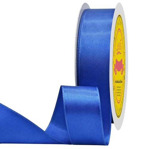 Image of Royal Blue Satin Ribbon 1 inch X 50 Yards Polyester Ribbon for Gift Wrapping Very Suitable for Weddings Party Hair Bow Invitation Decorations and More