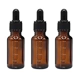 Happyupcity 3Pcs 20ml/0.7oz Empty Refillable Amber Glass Dropper Bottles with Scale Dropper Essential Oil Bottles Sample Vials Travel Liquid Dispenser Container for Perfume Cosmetic