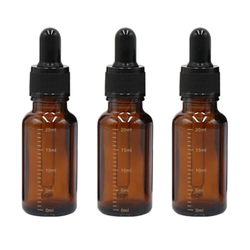 Happyupcity 3Pcs 20ml Amber Glass Dropper Bottles