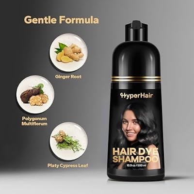 Black Hair Dye Shampoo, Shampoos for Color Treated Hair, Hair Dye Shampoo 3 In 1, Black Hair Dye, Shampoos for Gray Hair for Women & Men, Long Lasting & Coverage